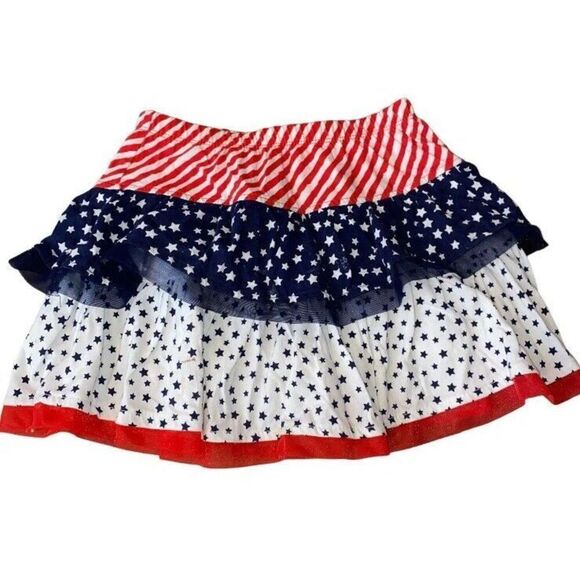 🦄3/$25🦄 Red White & Blue Jersey Tulle Tutu Skort with Stars and Stripes 5T - Picture 1 of 5